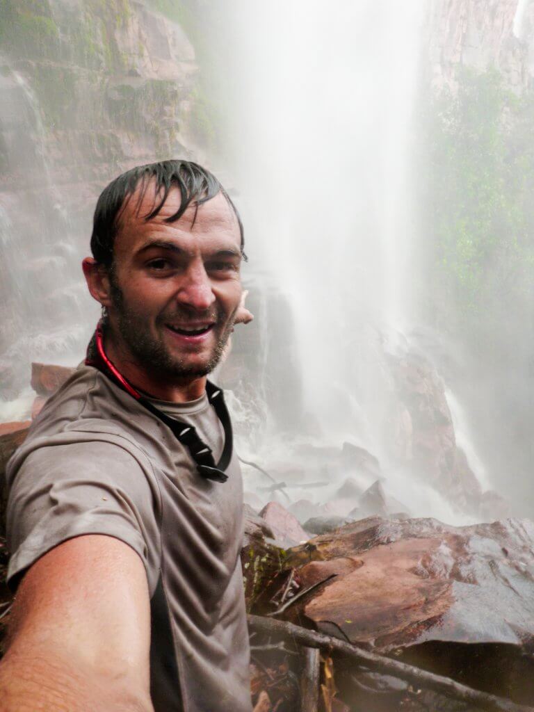 Shane Houbart enjoying a Venezuelan waterfall