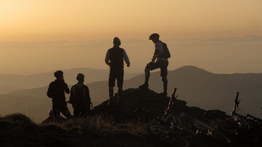 Mountain Bikers in the sunset