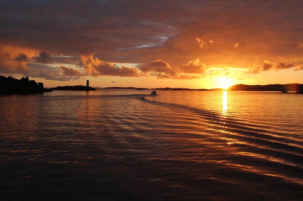 Sunset over the water at Inishbofin