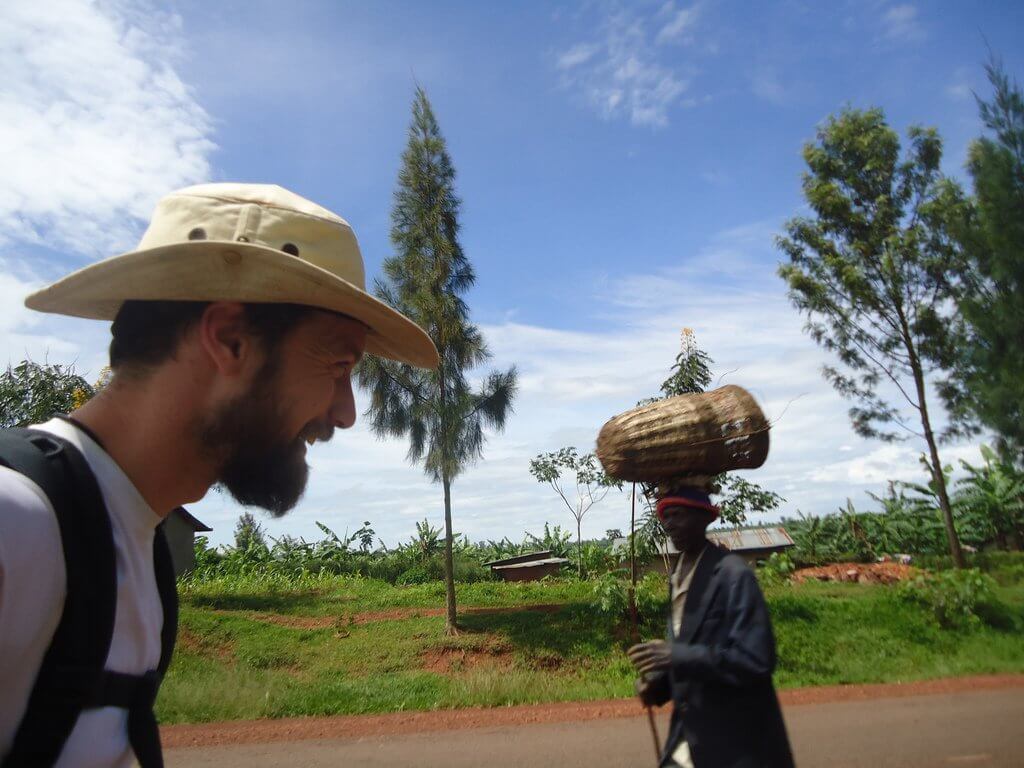Meeting people on the road in Rwanda.