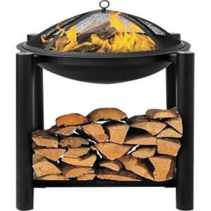 Micks Garage - Lund Garden Steel Furnace With Grill and Log Stand