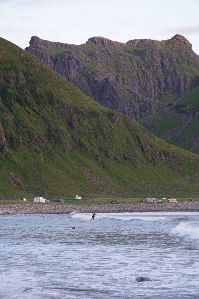 A midnight surf in the Arctic